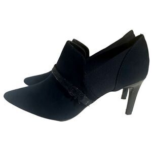Women's New Calvin Klein Jaclyn Suede Navy Blue Heal Booties With Logo Size 7